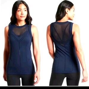 Athleta Womens Navy Oxygen Mesh Athletic Tank Top-Size S